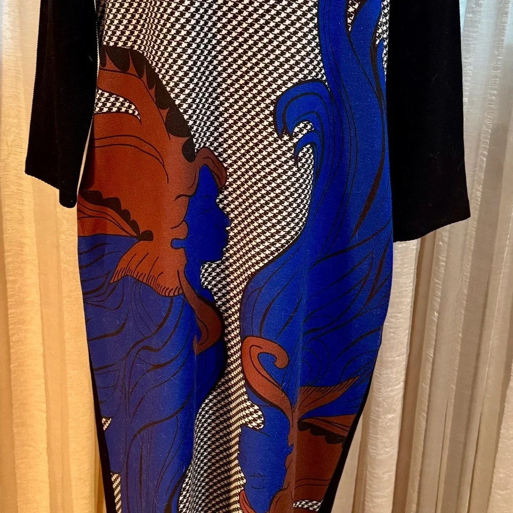 Elegant Blue and Brown Maxi Dress, Elegant style, size Medium - Picture 4 of 16